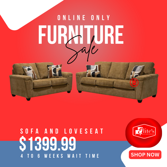 NAVY SOFA AND LOVESEAT ORANGE