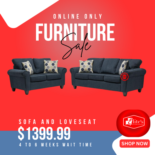 KATHIE SOFA AND LOVESEAT DARK BLUE