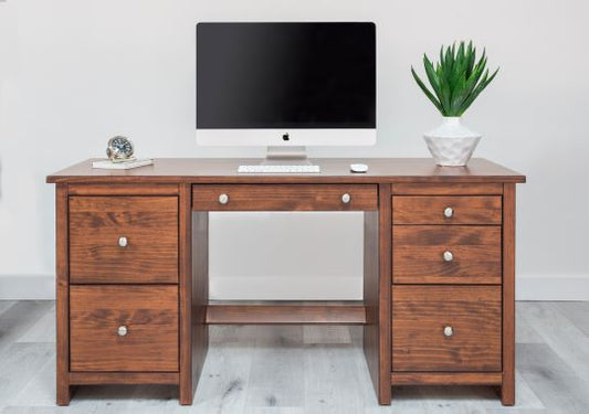 Large Double Pedestal Desk 22" Deep with Pencil Drawer / Keyboard Tray (LHF 2 File Drawers, RHF 1 Pencil, 1 Regular & 1 File Drawer)