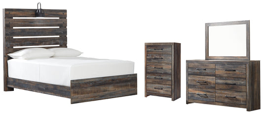 Drystan Panel Bed With Mirrored Dresser And Chest