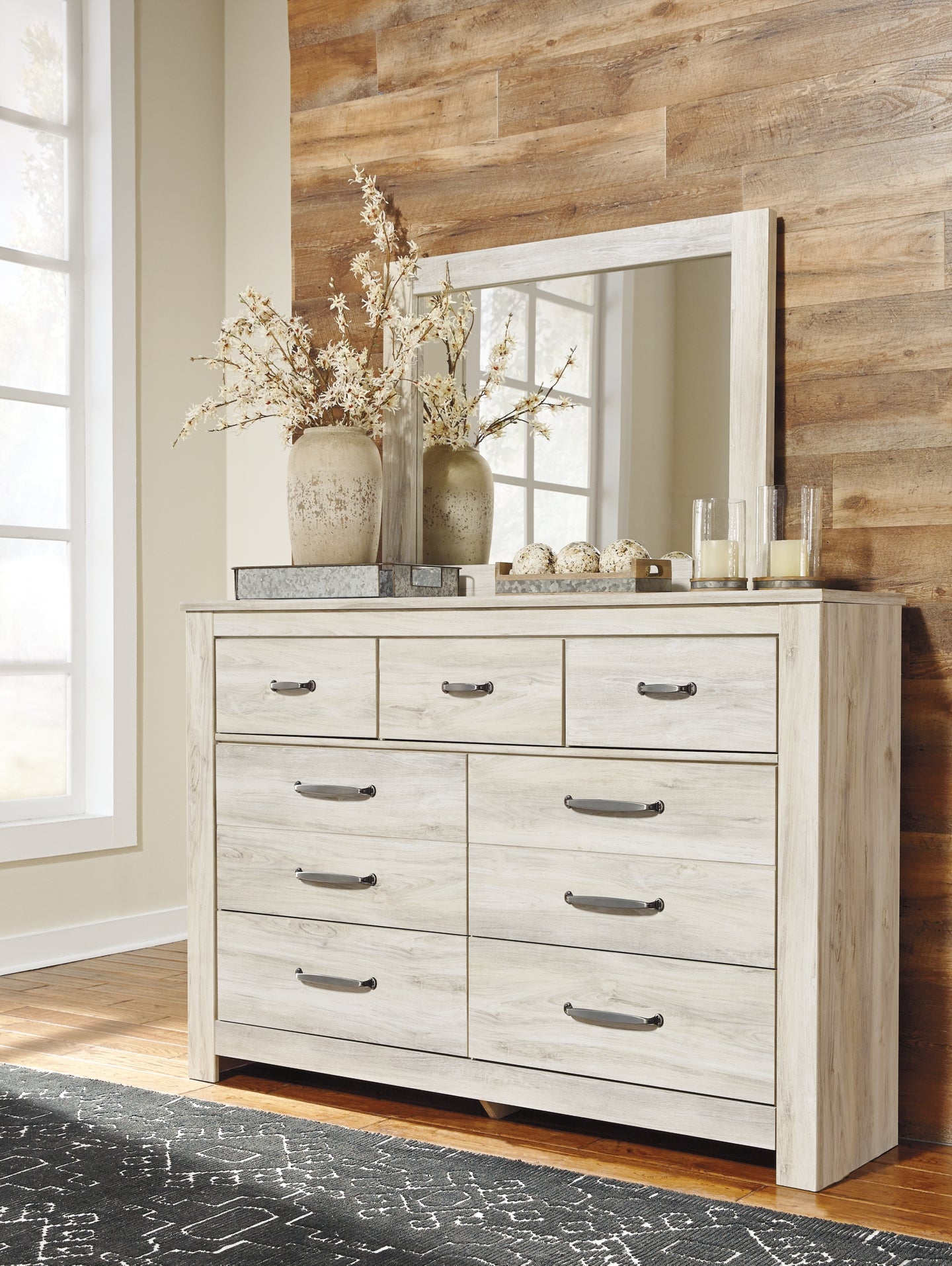 Bellaby Panel Bed With Mirrored Dresser
