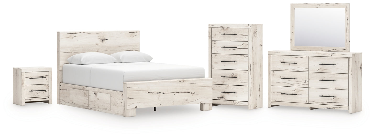 Lawroy Queen Panel Bed with Mirrored Dresser, Chest and Nightstand