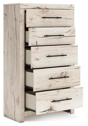 Lawroy Full Panel Bed with Mirrored Dresser, Chest and Nightstand