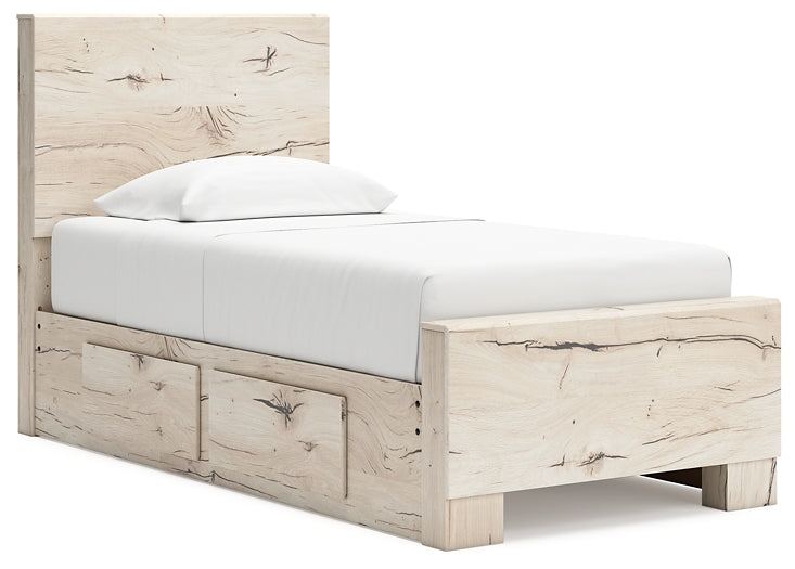 Lawroy Twin Panel Bed with Mirrored Dresser and Nightstand