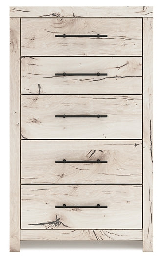 Lawroy King Panel Bed with Mirrored Dresser, Chest and Nightstand