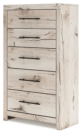 Lawroy King Panel Bed with Mirrored Dresser, Chest and Nightstand