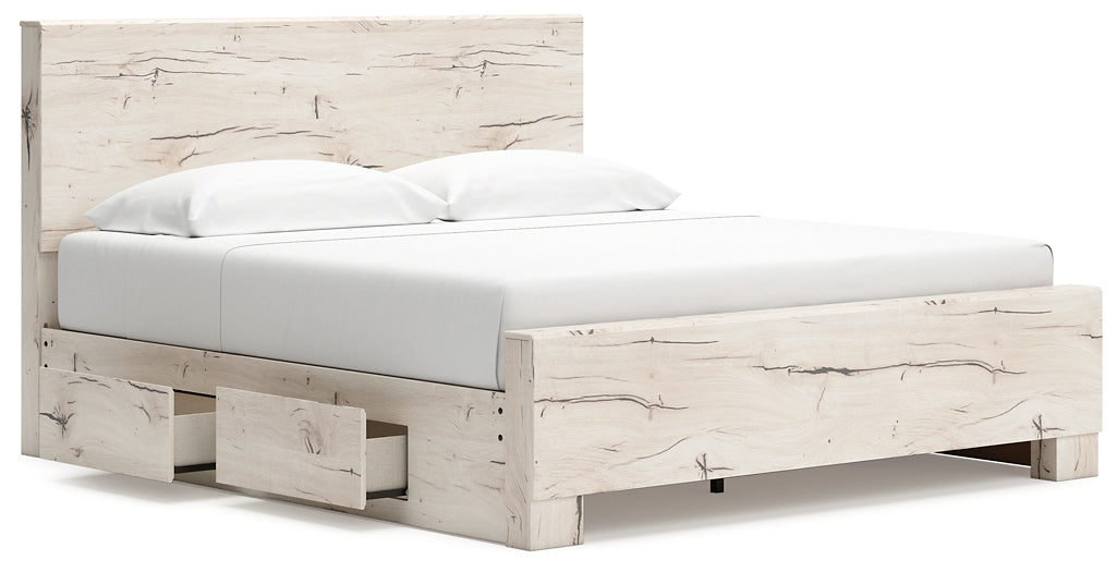 Lawroy King Panel Bed with Mirrored Dresser, Chest and Nightstand
