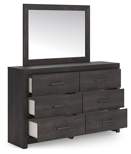 Hollivern Full Panel Bed with Mirrored Dresser and Chest
