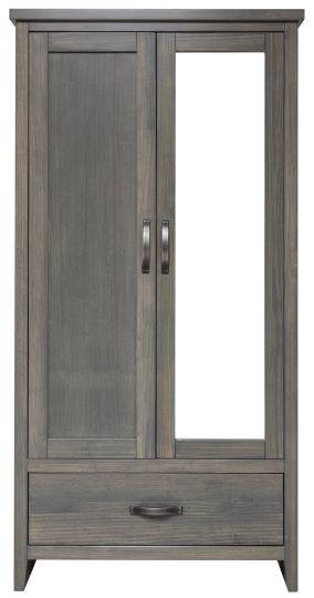 Jetty Armoire with 2 Doors (Mirror Door on Right), 1 Drawer, 1 Shelf & Hanging Rod