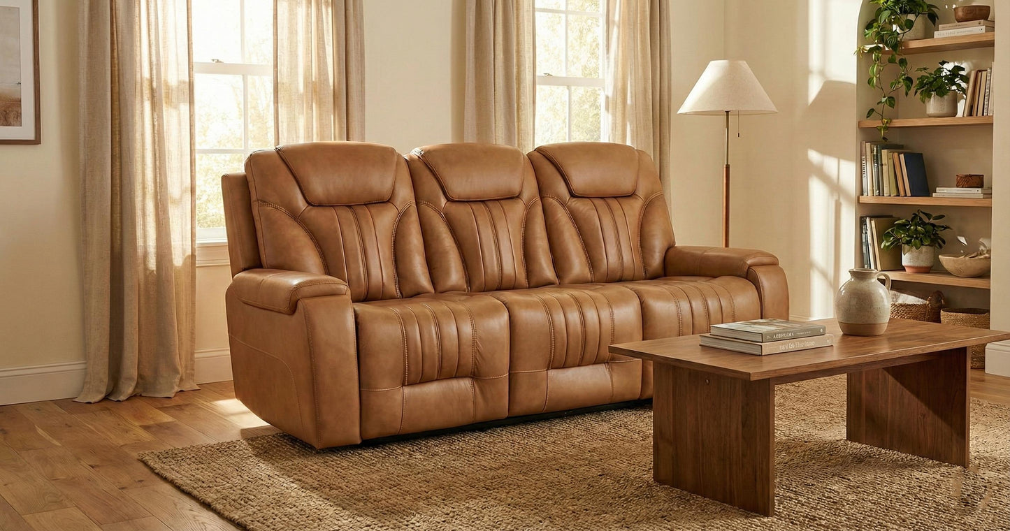 THIS POWER RECLINING SET BLENDS MODERN FUNCTIONALITY WITH ELEVATED COMFORT. EACH PIECE IS EQUIPPED WITH A ZERO GRAVITY RECLINING MECHANISM, INTEGRATED LED LIGHTING, AND CONVENIENT USB-A AND USB-C CHARGING PORTS. THE SOFA FEATURES A DROP-DOWN CENTER TABLE COMPLETE WITH A WIRELESS CHARGER, LED CUPHOLDERS, AND A BUILT-IN READING LIGHT. ADDITIONALLY, A DROP-DOWN ARM OFFERS EXTRA LED-LIT CUPHOLDERS FOR ADDED CONVENIENCE