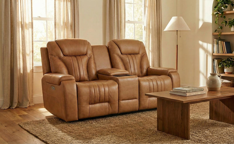 THIS POWER RECLINING LOVESEAT BLENDS MODERN DESIGN WITH ADVANCED COMFORT. IT FEATURES A ZERO GRAVITY MECHANISM, LED LIGHTING, AND USB-A AND USB-C PORTS. A BUILT-IN FRIDGE WITH ADJUSTABLE TEMPERATURE KEEPS DRINKS CHILLED, WHILE THE WIRELESS CHARGER ADDS CONVENIENCE. THE DROP-DOWN ARM INCLUDES LED-LIT CUPHOLDERS FOR AN ELEVATED LOUNGING 
EXPERIENCE. 

8025 – LOVESEAT
LOVESEAT
77”
36”
44”
