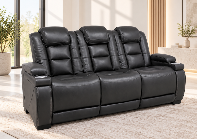 The Titan Leather Power Sofa