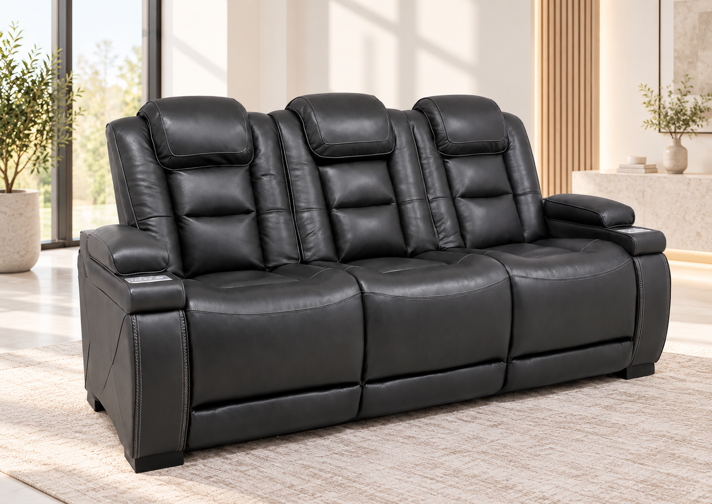 The Titan Leather Power Sofa