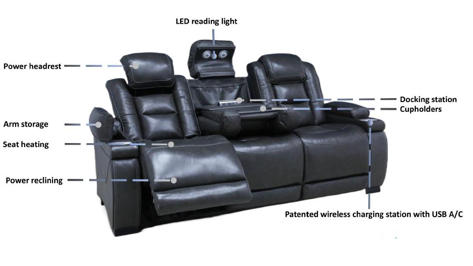 The Titan Leather Power Sofa