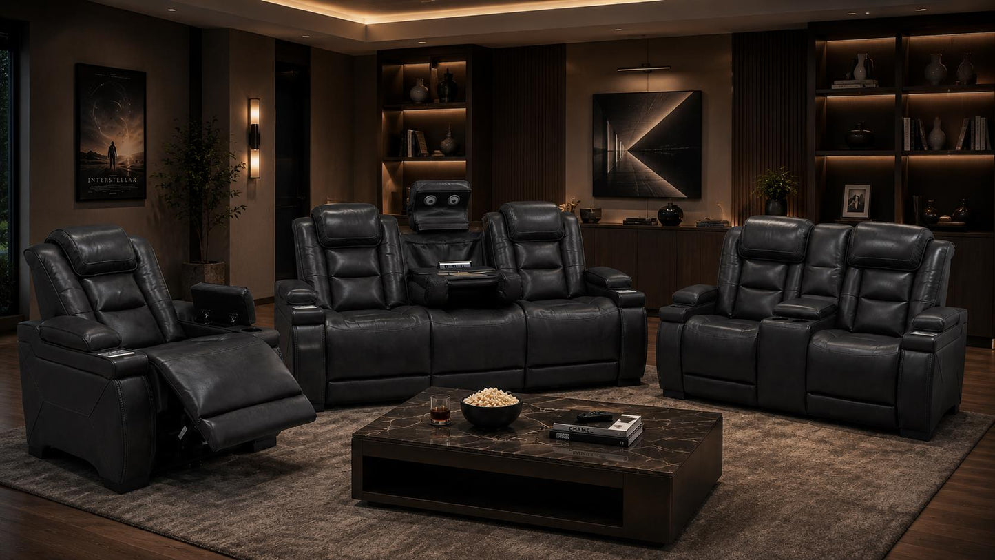 The Titan Leather Power Loveseat