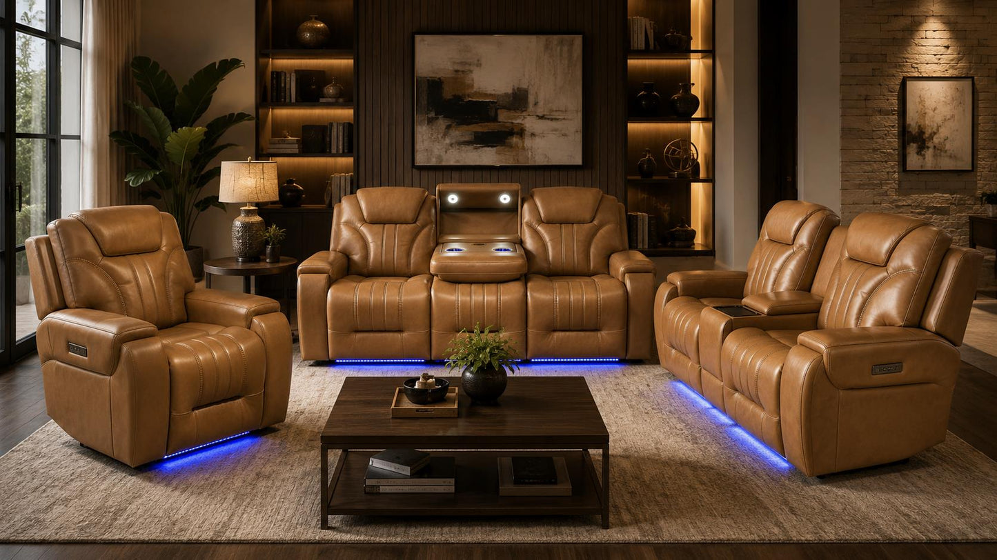 Leather Power Reclining Sofa