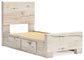 Lawroy Twin Panel Bed with Storage with Mirrored Dresser and Chest