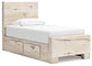 Lawroy Twin Panel Bed with Storage with Mirrored Dresser and Chest