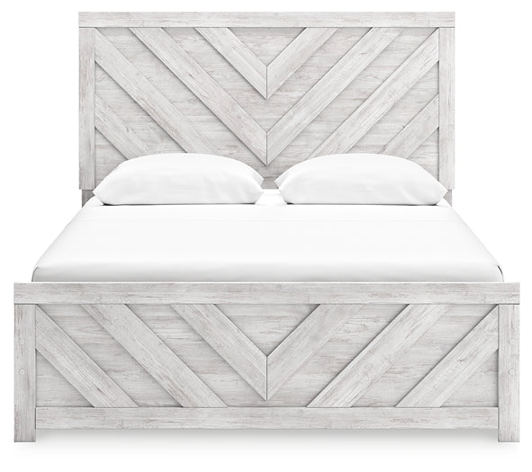 Cayboni Queen Panel Bed with Mirrored Dresser and Chest