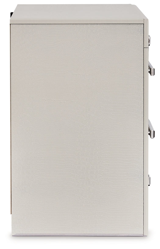 Zyniden Queen Upholstered Panel Headboard with Mirrored Dresser and Nightstand