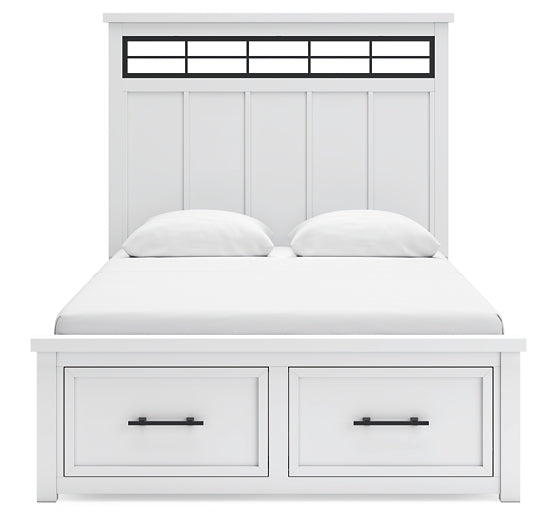 Ashbryn Queen Panel Storage Bed with Mirrored Dresser and Chest