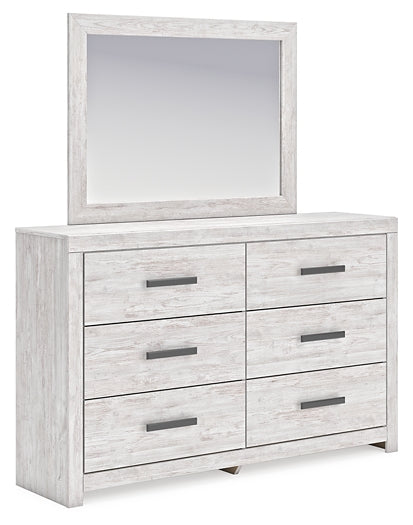 Cayboni King Panel Bed with Mirrored Dresser and Chest