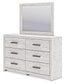 Cayboni King Panel Bed with Mirrored Dresser and Chest