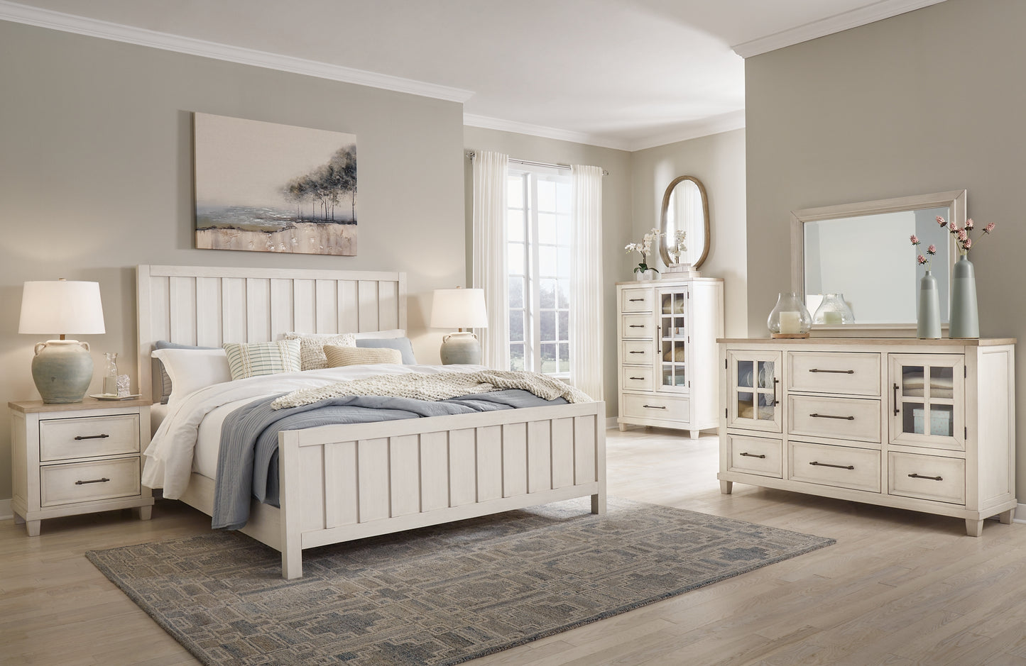 Shaybrock King Panel Bed, Dresser and Mirror