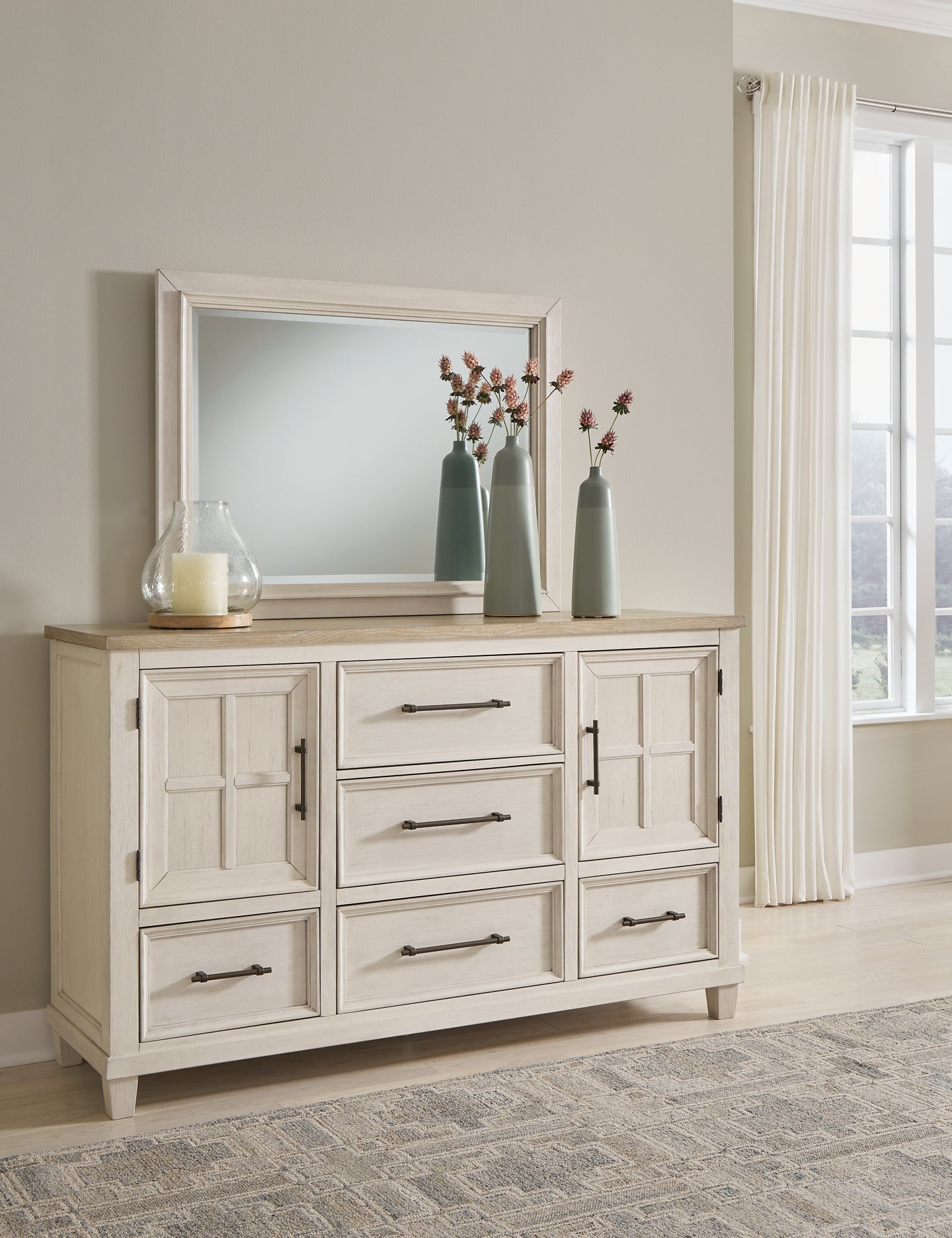 Shaybrock King Panel Bed, Dresser, Mirror, Chest and Nightstand