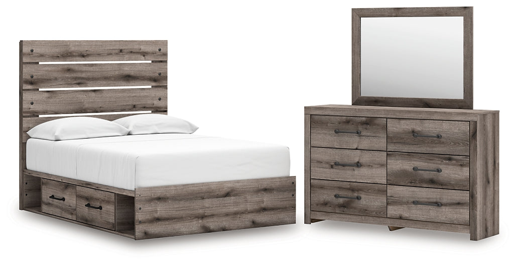 Graystorm Full Panel Storage Bed, Dresser and Mirror