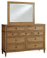 Sharlance California King Upholstered Panel Bed, Dresser, Mirror, Chest and Nightstand