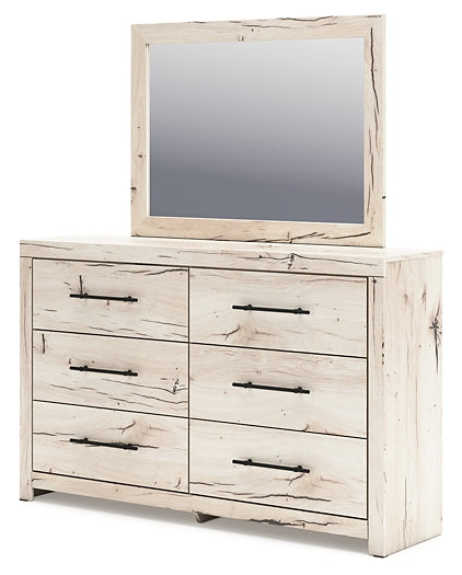 Lawroy Full Panel Headboard with Mirrored Dresser and Chest