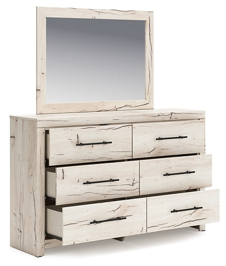 Lawroy Full Panel Bed with Mirrored Dresser and Chest