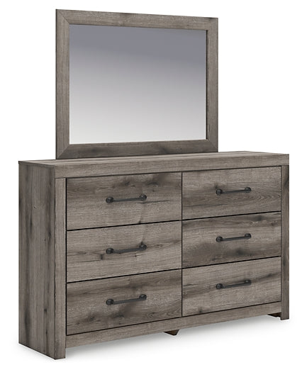 Graystorm Twin Panel Bed with Mirrored Dresser and Chest