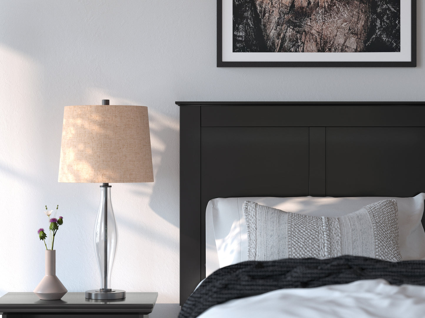 Twin Panel Bed with Mirrored Dresser and Chest