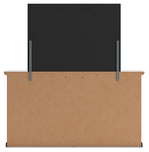 Queen Panel Bed with Mirrored Dresser and Nightstand