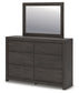 King Panel Storage Bed with Mirrored Dresser, Chest and Nightstand