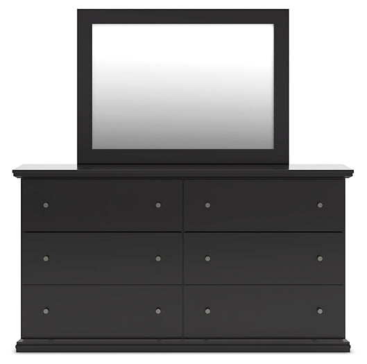 Twin Panel Bed with Mirrored Dresser and Nightstand