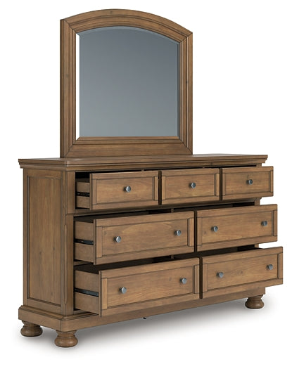 Feddinger California King Panel Bed with Mirrored Dresser and Chest