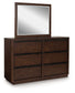 Dilenno Queen Canopy Bed with Mirrored Dresser, Chest and Nightstand
