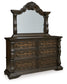 Maylee King Canopy Bed with Mirrored Dresser, Chest and Nightstand