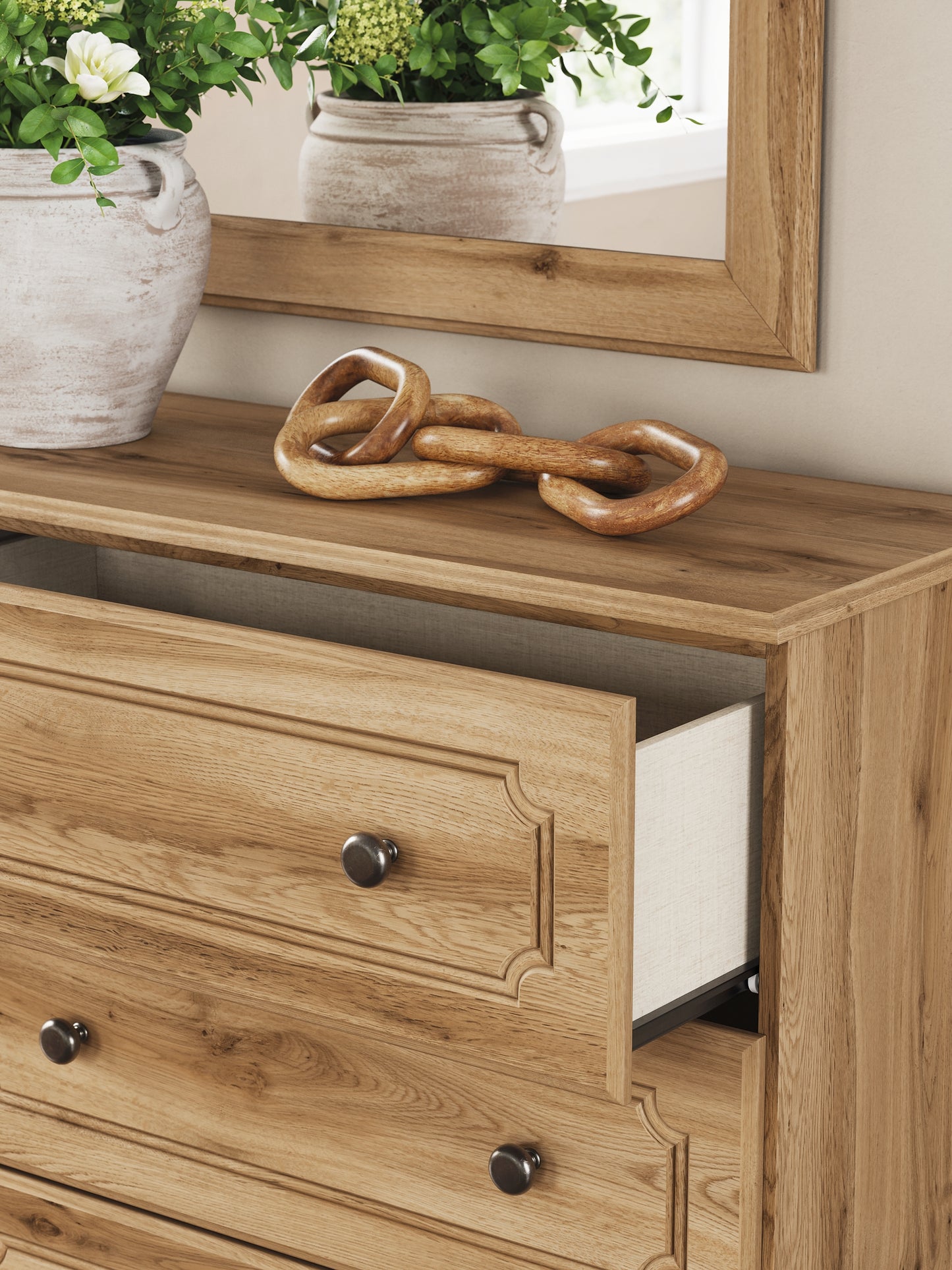 Aleaport Twin Panel Bed with Mirrored Dresser