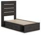 Hollivern Twin Panel Storage Bed with Mirrored Dresser
