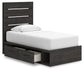Hollivern Twin Panel Storage Bed with Mirrored Dresser and Nightstand