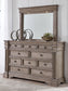 Blairhurst California King Panel Bed with Mirrored Dresser and Chest