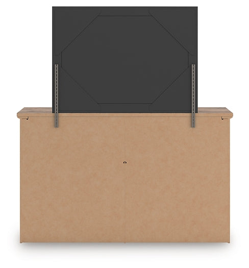 Rusticott King Panel Bed with Mirrored Dresser and Nightstand