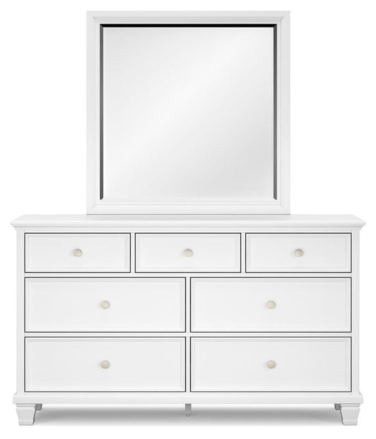 Fortman Full Panel Bed with Mirrored Dresser, Chest and Nightstand