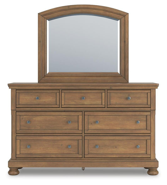 Vandenmore King Storage Sleigh Bed with Mirrored Dresser, Chest and Nightstand