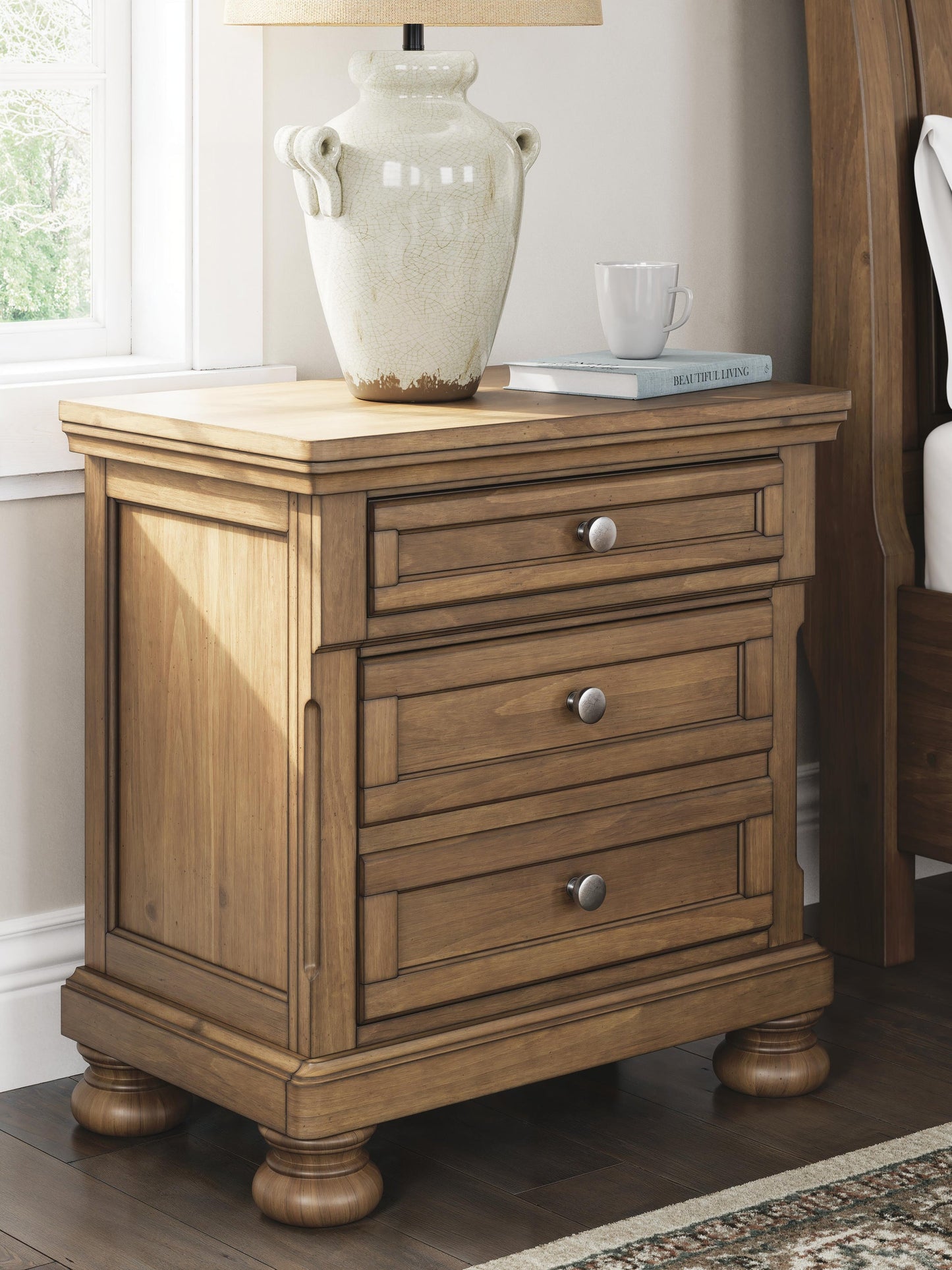 Vandenmore King Storage Sleigh Bed with Mirrored Dresser, Chest and Nightstand