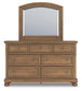 Vandenmore Queen Storage Sleigh Bed with Mirrored Dresser and Nightstand